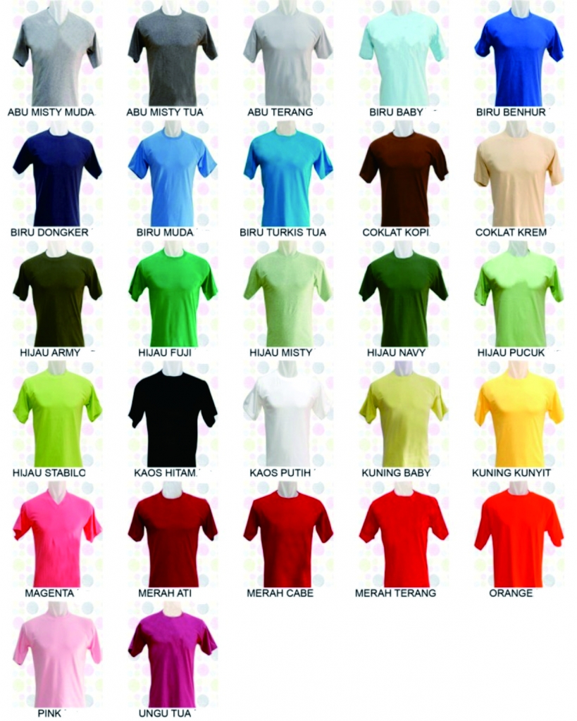 HARGA UKURAN WARNA KAOS  PRINT KAOS DEPOK 